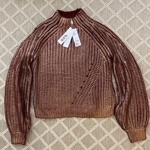 525 American mock neck maroon shine sweater